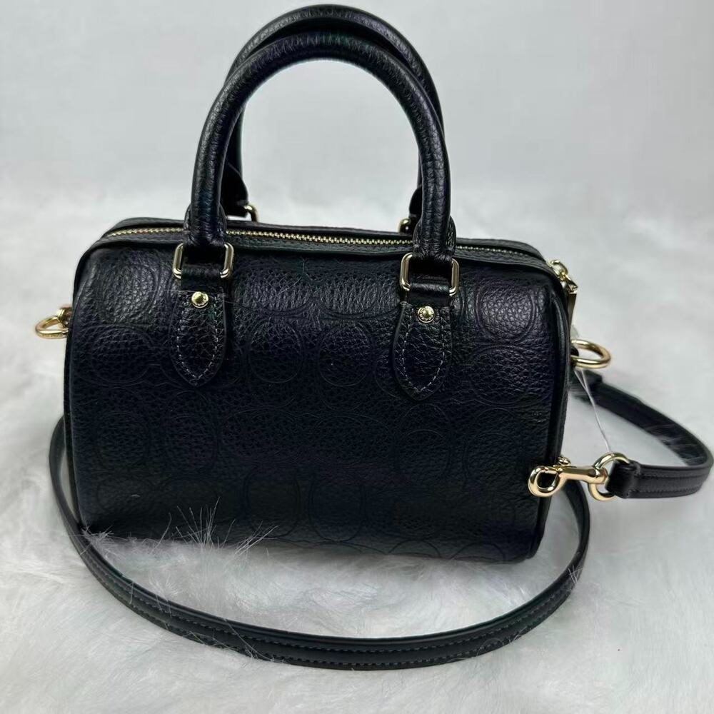 Coach Mini Rowan Crossbody Bag Signature Leather CCF28 Pebbled Leather/Black NWT - Picture 2 of 9
